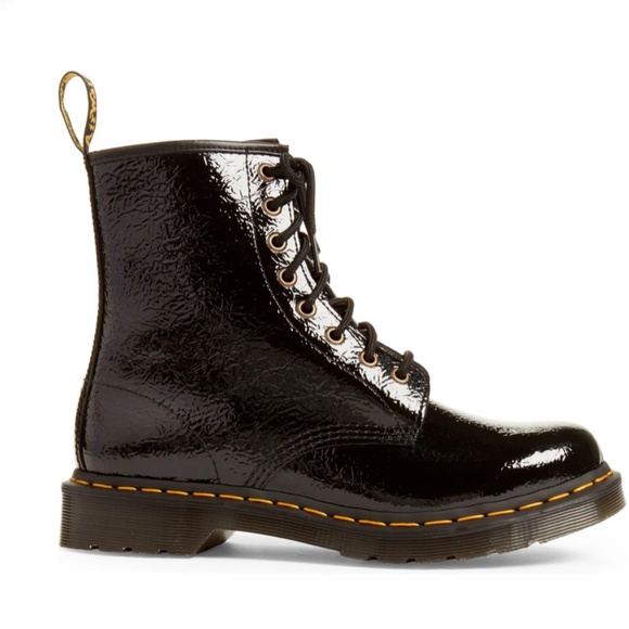 NIB $170 Dr. Martens 1460 Boot (Women) in DISTRESSED BLACK PATENT! - Picture 3 of 6